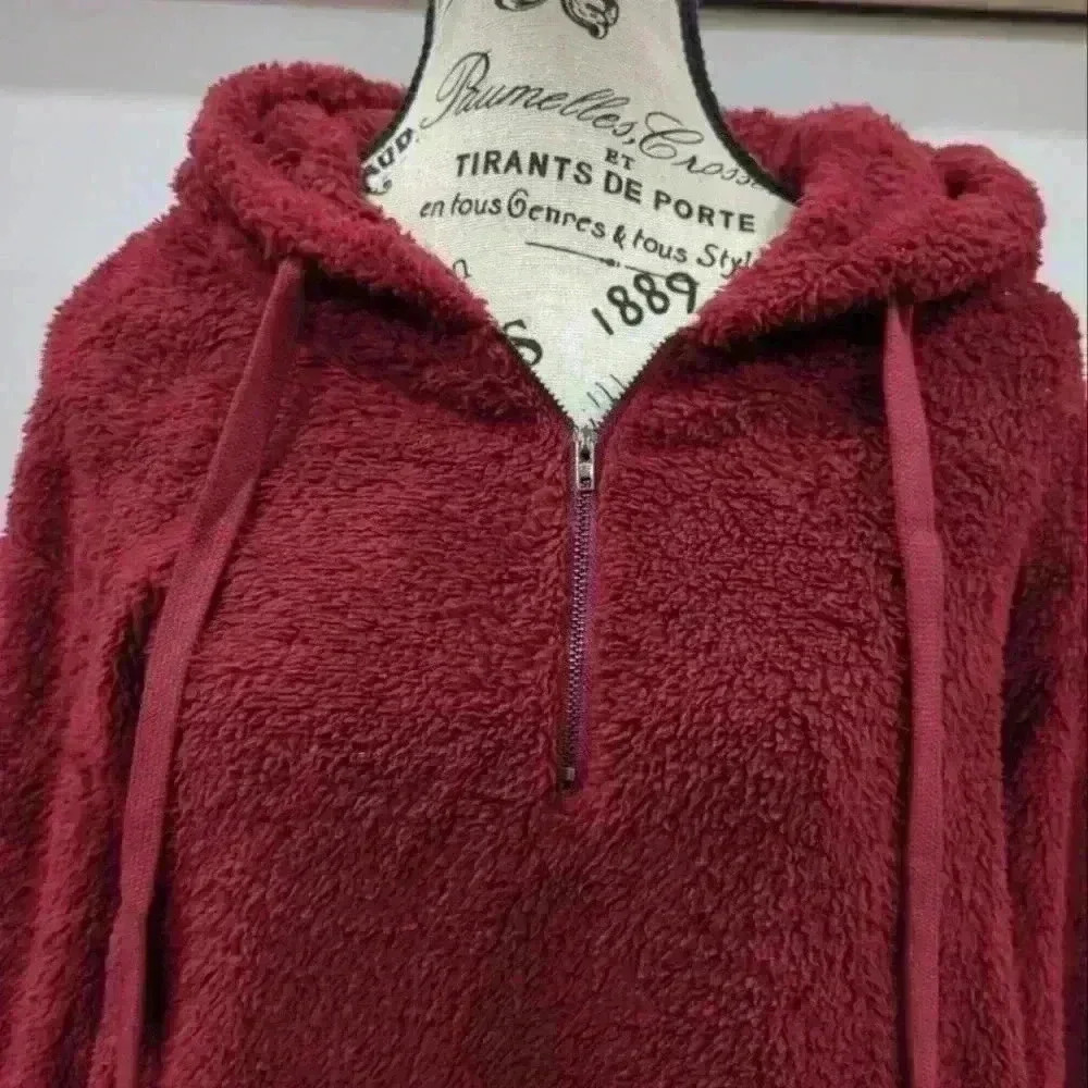 TEMOFON | Women's Burgundy Oversized Comfy Fleece Pullover Hoodie - Picture 3 of 6